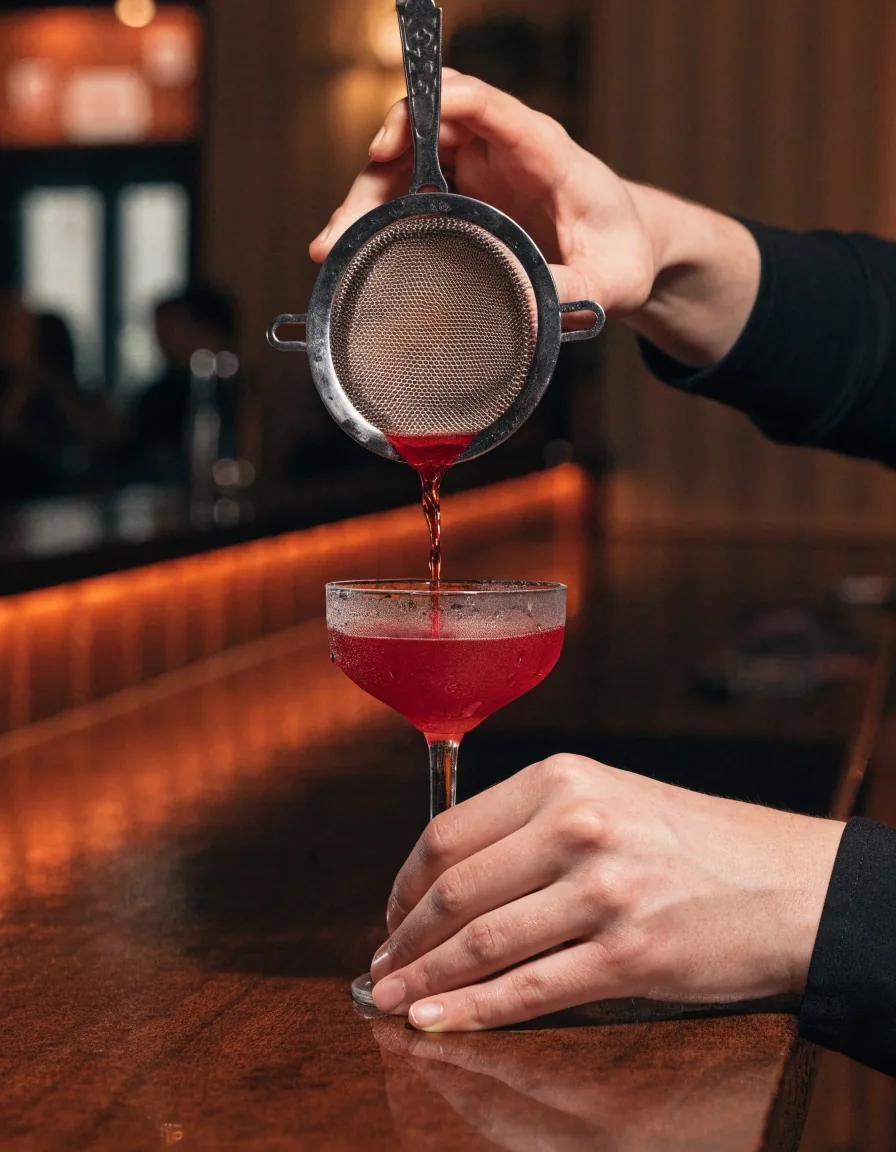 Stół przygotowany na kolację grupową w restauracji Vergermont, za nim przejście do sali gry