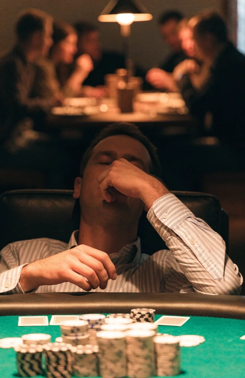 Kąt lounge z lampą i talią kart na niskim stoliku